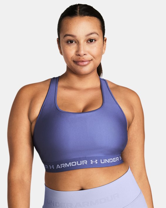 Women's Armour® Mid Crossback Sports Bra in Purple image number 4